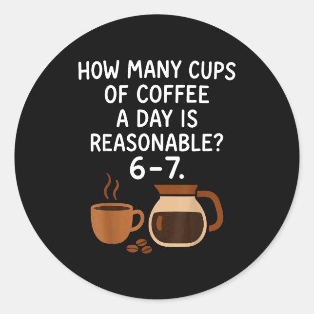 Adesivo Redondo Funny 67 Six Seven Meme Coffee Lover Teacher  (Frente)