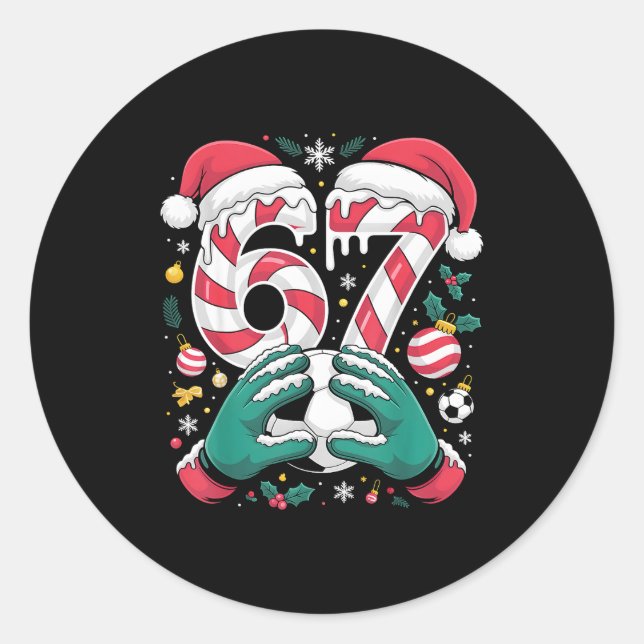 Adesivo Redondo Funny 67 Six Seven Soccer Goalkeeper Funny Meme Ch (Frente)