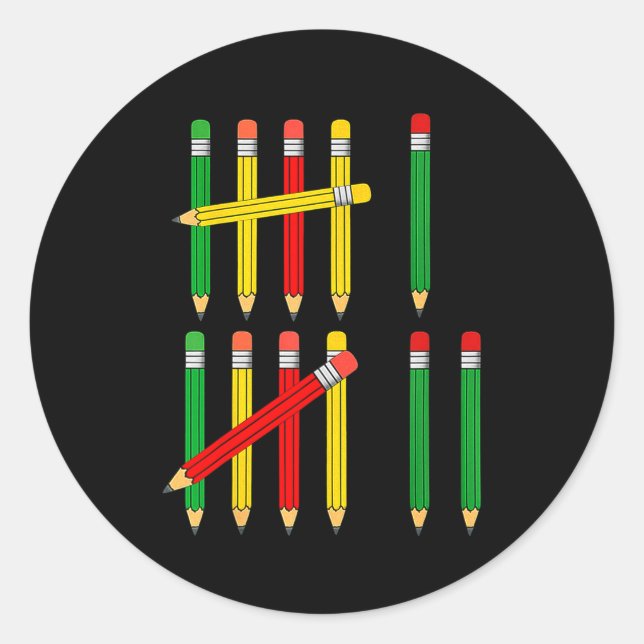 Adesivo Redondo Funny 67 Tally Marks Math For Teachers Students Si (Frente)