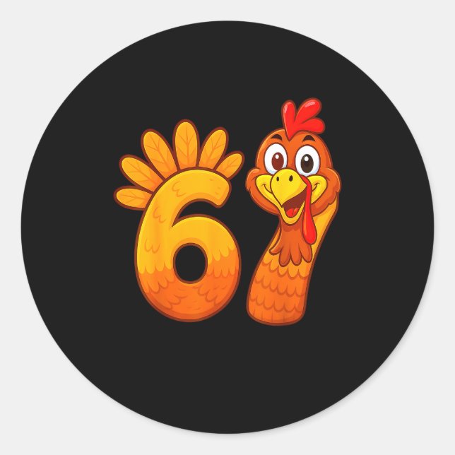 Adesivo Redondo Funny 67 Thanksgiving Meme Turkey Six Seven Costum (Frente)