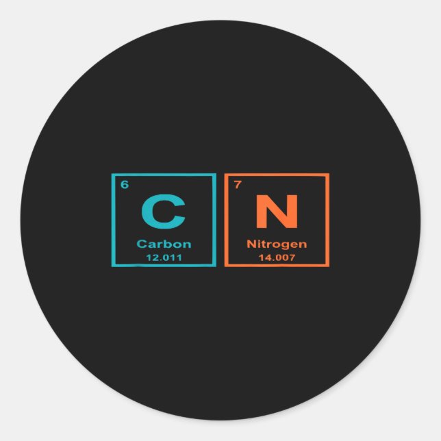 Adesivo Redondo Funny 6 7 Periodic Table Carbon Nitrogen Humor  (Frente)