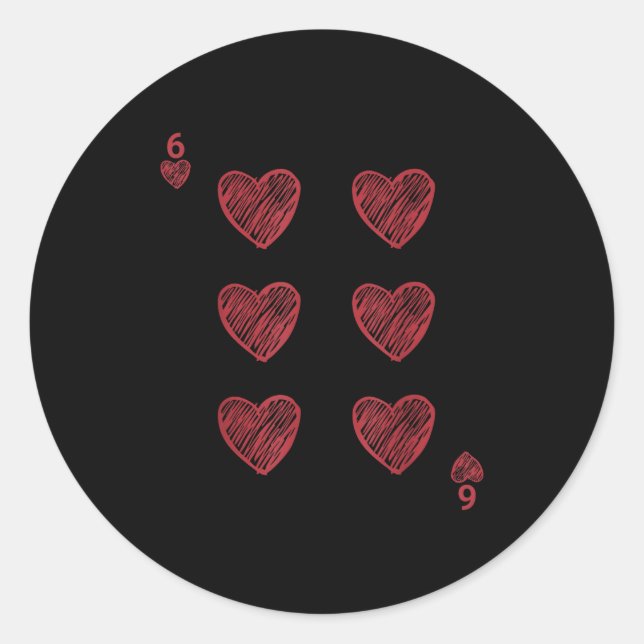 Adesivo Redondo Funny 6 7 Valentine Love Heart Playing Card Couple (Frente)