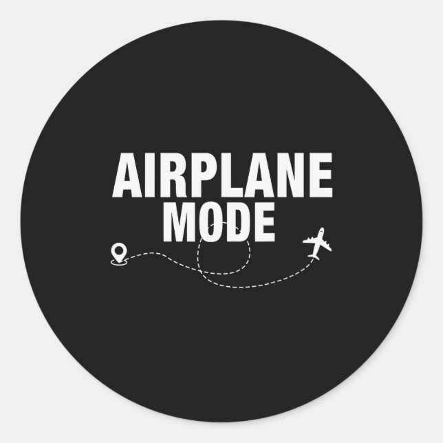 Adesivo Redondo Funny Airplane Mode Flying Traveler Gift  (Frente)