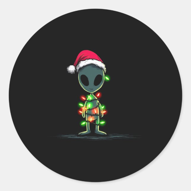Adesivo Redondo Funny Alien Christmas Graphics Lights Lover Extrat (Frente)