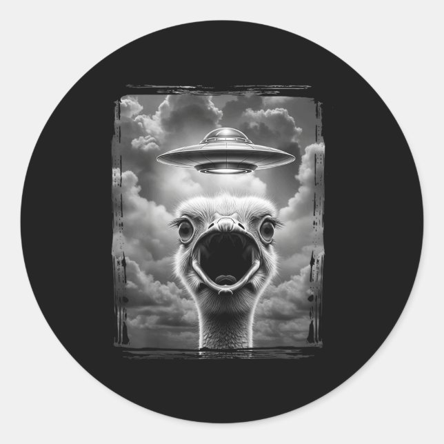 Adesivo Redondo Funny Alien Turkey Ufo Selfie Thanksgiving Meme  (Frente)