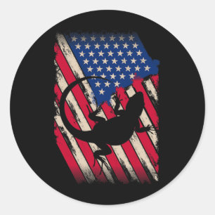 Adesivo Redondo Funny America Beared Dragon American Flag Happy 4