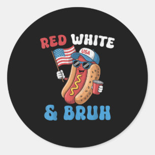 Adesivo Redondo Funny American Flag 4 De Julho Patriótico Whit Ver