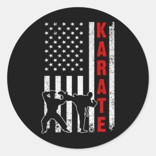 Adesivo Redondo Funny American Flag Karate Art For Men Women Karat