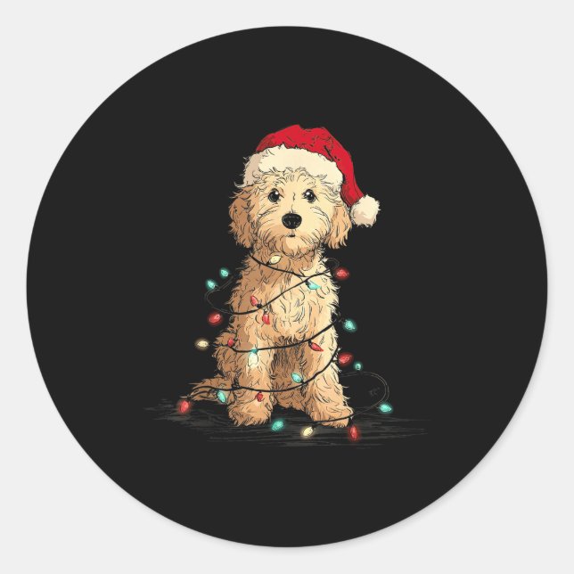 Adesivo Redondo Funny Ao Christmas Graphics Dog Lights Lover  (Frente)