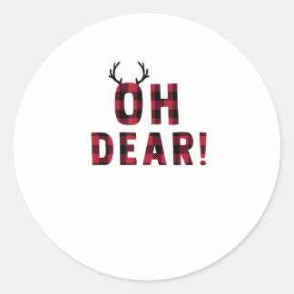 Adesivo Redondo Funny Attitude Oh Dear Plaid Deer Creative Design