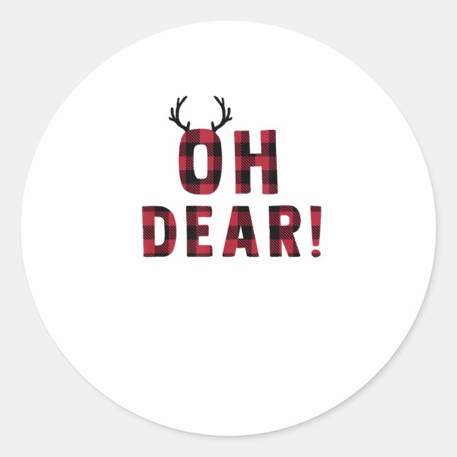 Adesivo Redondo Funny Attitude Oh Dear Plaid Deer Creative Design (Frente)