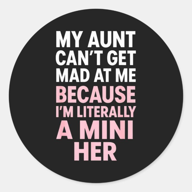 Adesivo Redondo Funny Aunt Niece Mini Her Matching Family Quote  (Frente)