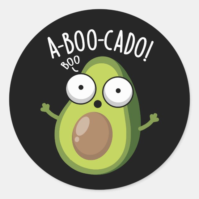 Adesivo Redondo Funny Avocado Avocado Assustado Torra Escuro BG (Frente)
