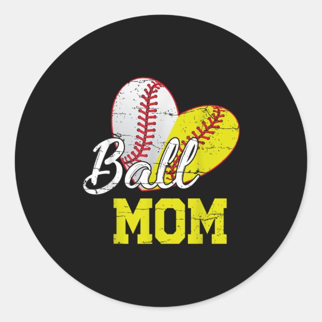 Adesivo Redondo Funny Ball Mom Softball Baseball For Women Mothers (Frente)