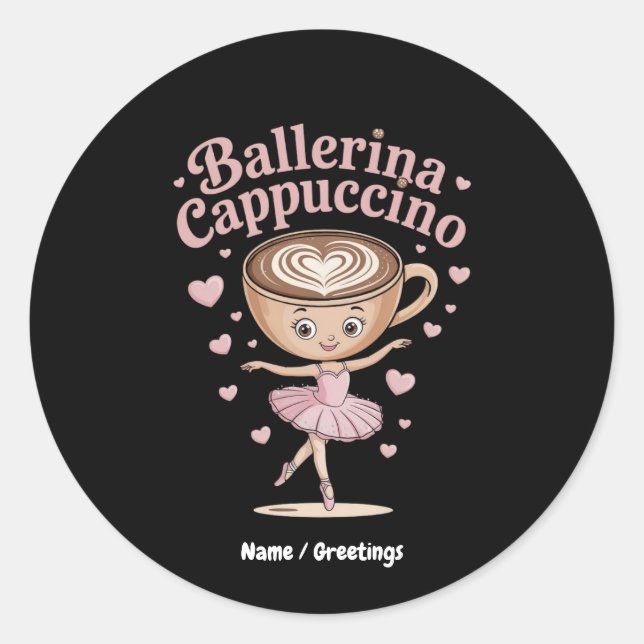 Adesivo Redondo Funny Ballerina Cappuccina Memória Italiana do Bra (Frente)