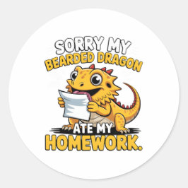 Adesivo Redondo Funny Bearded Dragon Cute Reptile Lover Gift