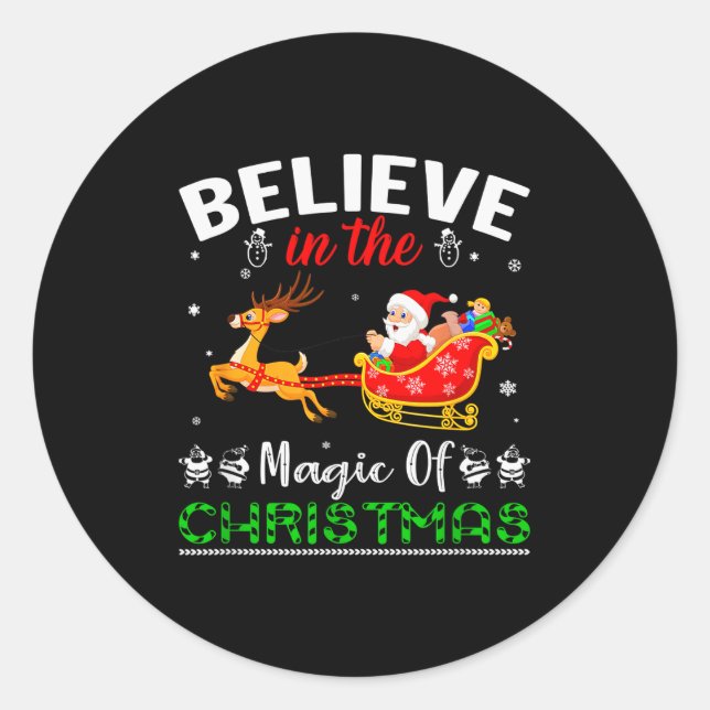 Adesivo Redondo Funny Believe In The Magic Of Christmas  (Frente)