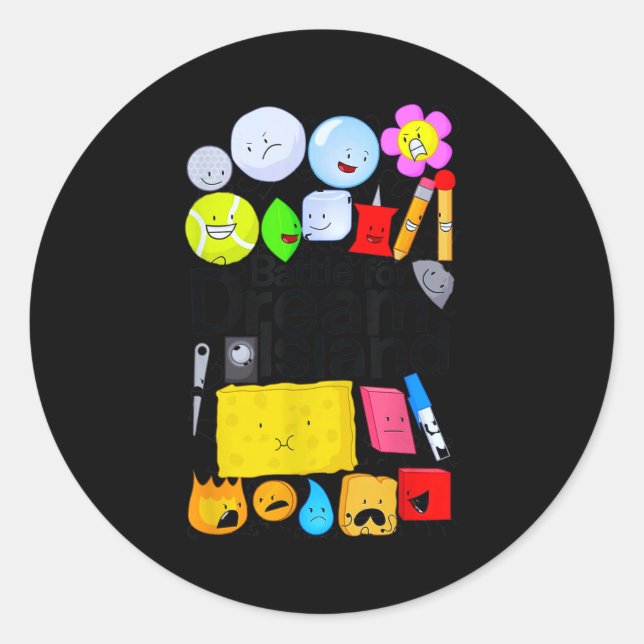 Adesivo Redondo Funny Bfdi-battle For Dream-island Kids Graphic Bo (Frente)