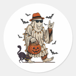 Adesivo Redondo Funny Bigfoot Fantasma Halloween Costume Sasquatch