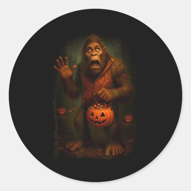 Adesivo Redondo Funny Bigfoot Halloween  (Frente)