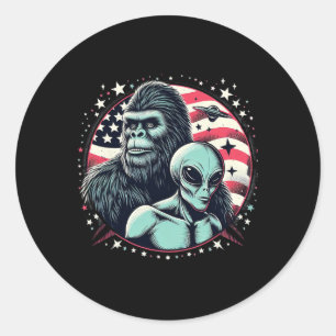 Adesivo Redondo Funny Bigfoot SasquatAlienígena Amp Bigfoot Bandei