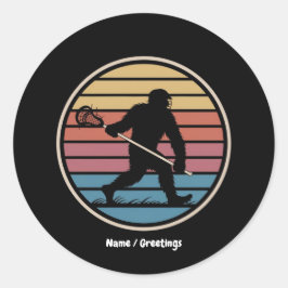 Adesivo Redondo Funny Bigfoot Sasquatch Lacrosse Vintage Sunset