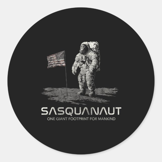 Adesivo Redondo Funny Bigfoot Sasquatch Space Sasquanaut  (Frente)