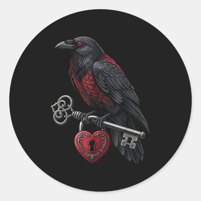 Adesivo Redondo Funny Black Crow Black Bird Funny Crow Valentines  (Frente)