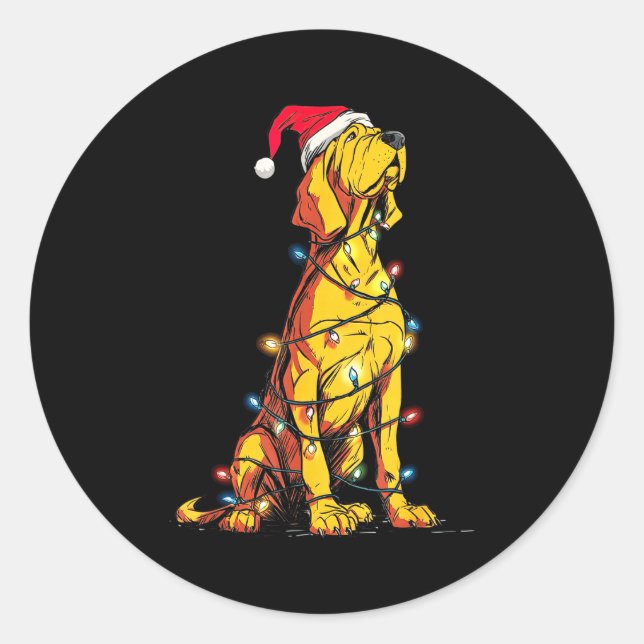 Adesivo Redondo Funny Bloodhound Christmas Graphics Dog Lights Lov (Frente)