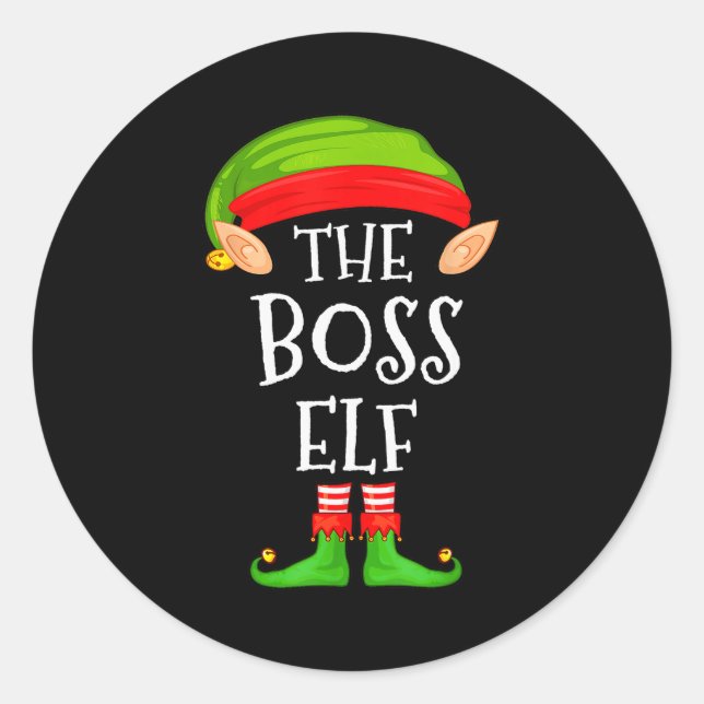 Adesivo Redondo Funny Boss Elf Family Christmas Boss Elf Sweater M (Frente)