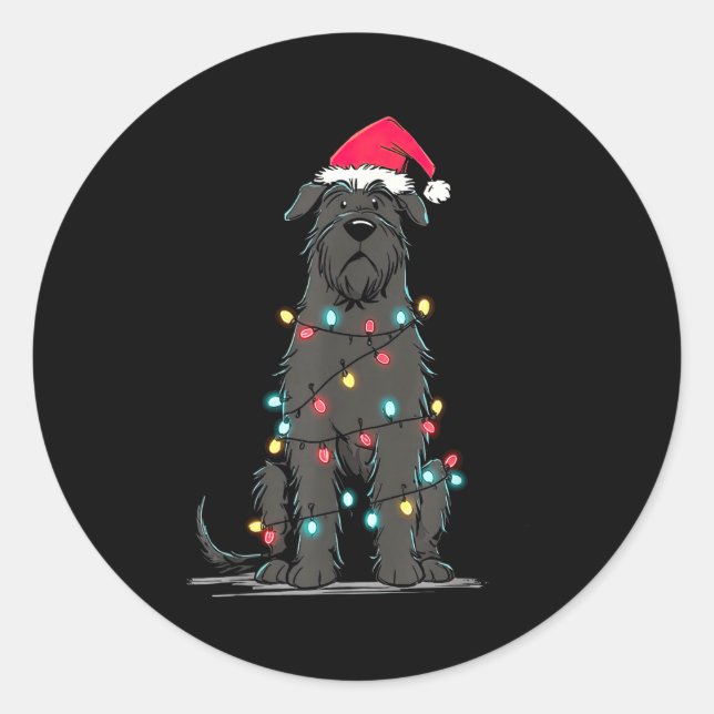 Adesivo Redondo Funny Bouvier Des Flandres Christmas Graphics Dog  (Frente)