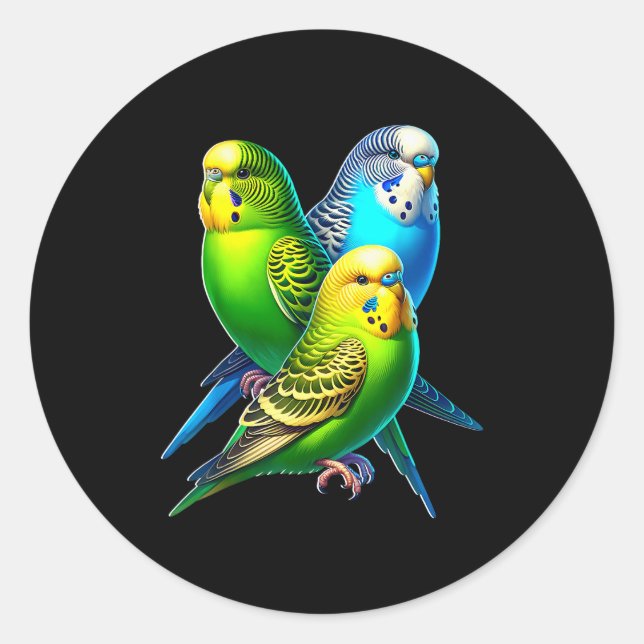 Adesivo Redondo Funny Budgie Budgerigar Design  (Frente)