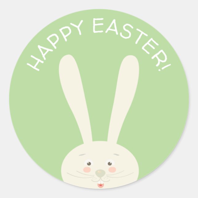 Adesivo Redondo FUNNY BUNNY Happy Easter Eggs Hunt Party Modern (Frente)