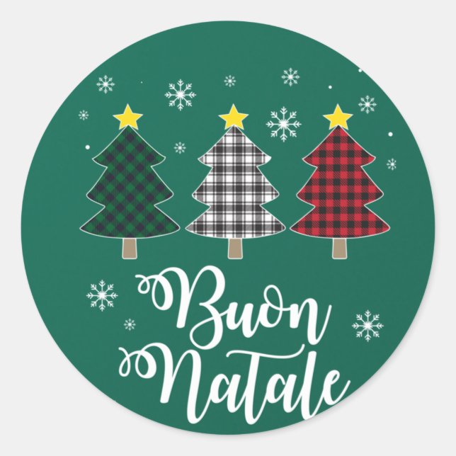 Adesivo Redondo Funny Buon Natale Itália Natal Feriado Italiano Ch (Frente)