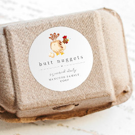 Adesivo Redondo Funny Butt Nugget Farm Coop Egg Carton Label