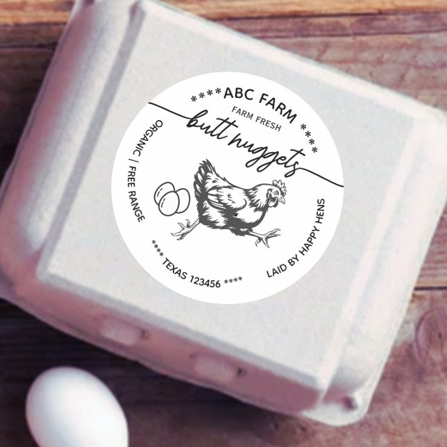 Adesivo Redondo Funny Butt nuggets egg carton label (Criador carregado)