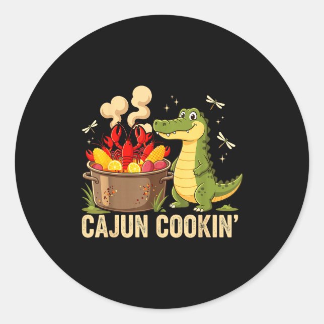 Adesivo Redondo Funny Cajun Louisiana Boil Alligator Crawfish Mard (Frente)