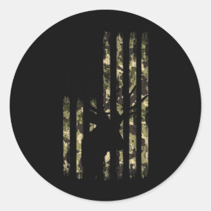 Adesivo Redondo Funny Camouflage Usa Flag Whitetail Buck Deer Hunt