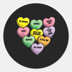 Adesivo Redondo Funny Candy Heart Anti Dia de os namorados Sarcast