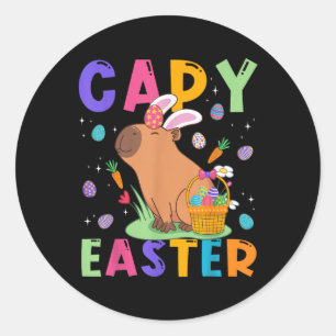 Adesivo Redondo Funny Capybara Day Capy Easter Ovos Capy Lo