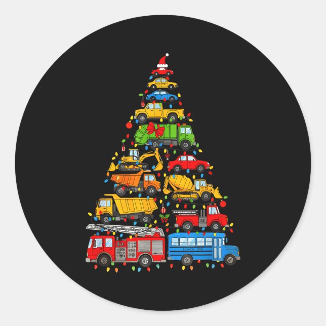 Adesivo Redondo Funny Car Christmas Tree Xmas Light Boys Kids Todd (Frente)