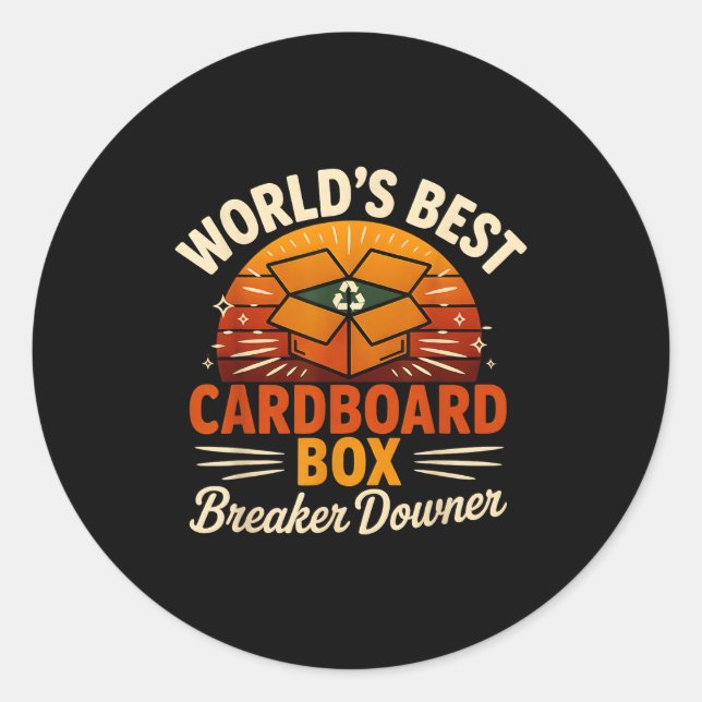 Adesivo Redondo Funny Cardboard Box Breaker Downer Sarcastic Retro (Frente)