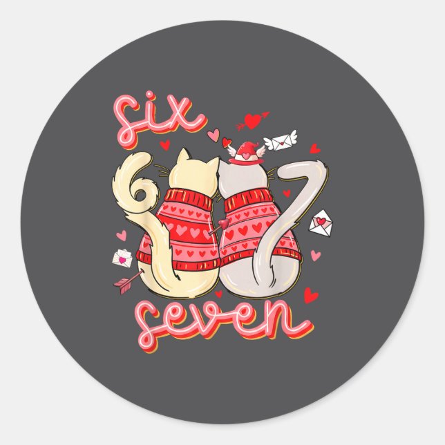 Adesivo Redondo Funny Cat 67 Meme Six Seven Gen Alpha Slang Kids V (Frente)