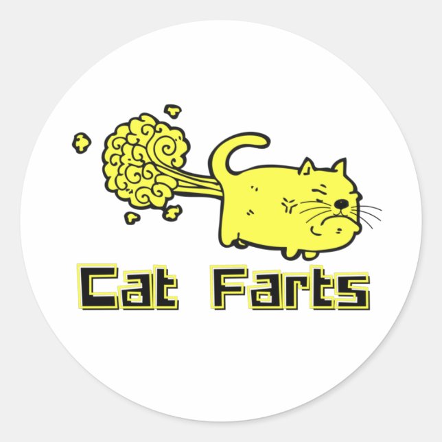Adesivo Redondo Funny Cat Farts (Frente)