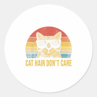 Adesivo Redondo Funny Cat Hair Don't Care Card for Cat Lovers