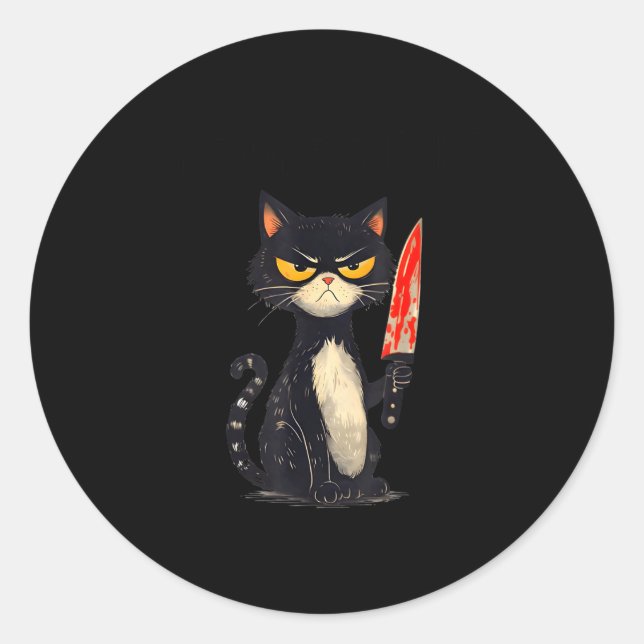 Adesivo Redondo Funny Cat Meme I Require Snacks Design Men Women  (Frente)