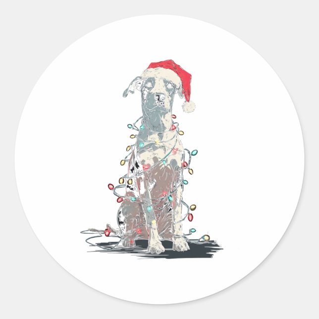 Adesivo Redondo Funny Catahoula Leopard Dog Christmas Graphics Lig (Frente)