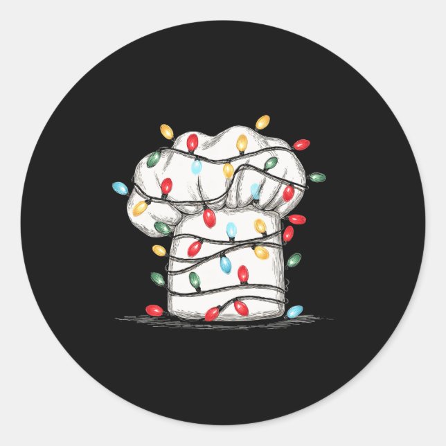 Adesivo Redondo Funny Chef Christmas Graphics Lights Lover Cook Co (Frente)