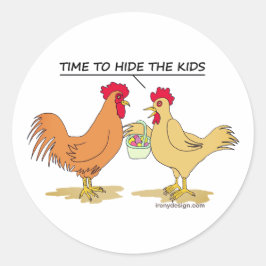 Adesivo Redondo Funny Chicken Easter Egg Hunt Round Sticker
