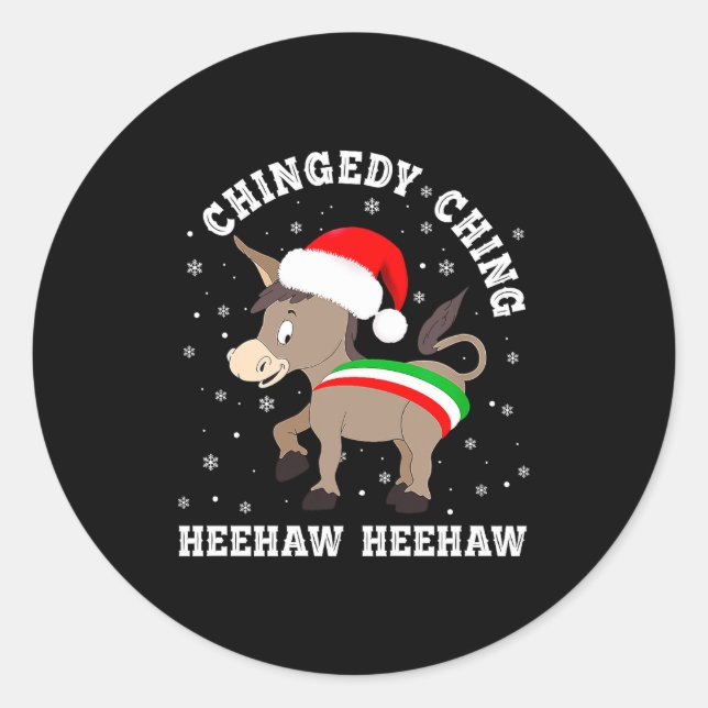 Adesivo Redondo Funny Chingedy Ching Hee Haw Santa Merry Christmas (Frente)